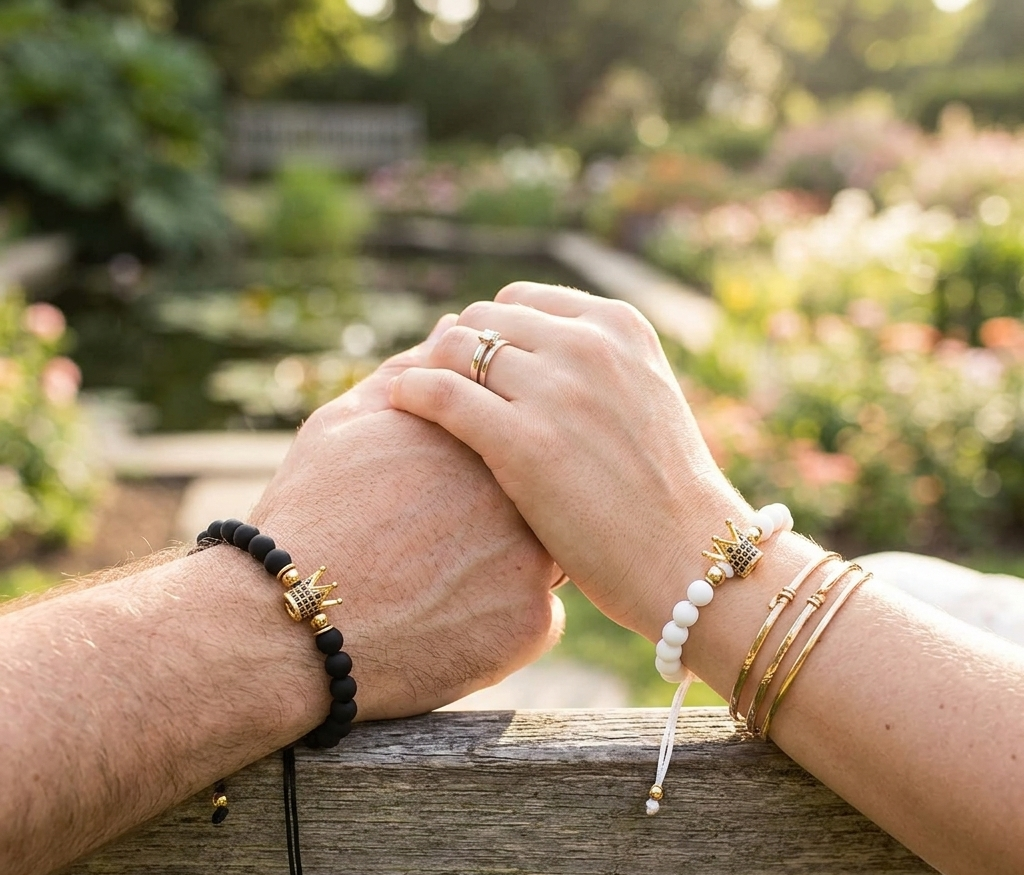 Set Pulseras Corona Rey y Reina – Blanca y Negra
