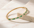 Pulsera Aro con Circones Verde y Blanco – Oro Laminado 18K