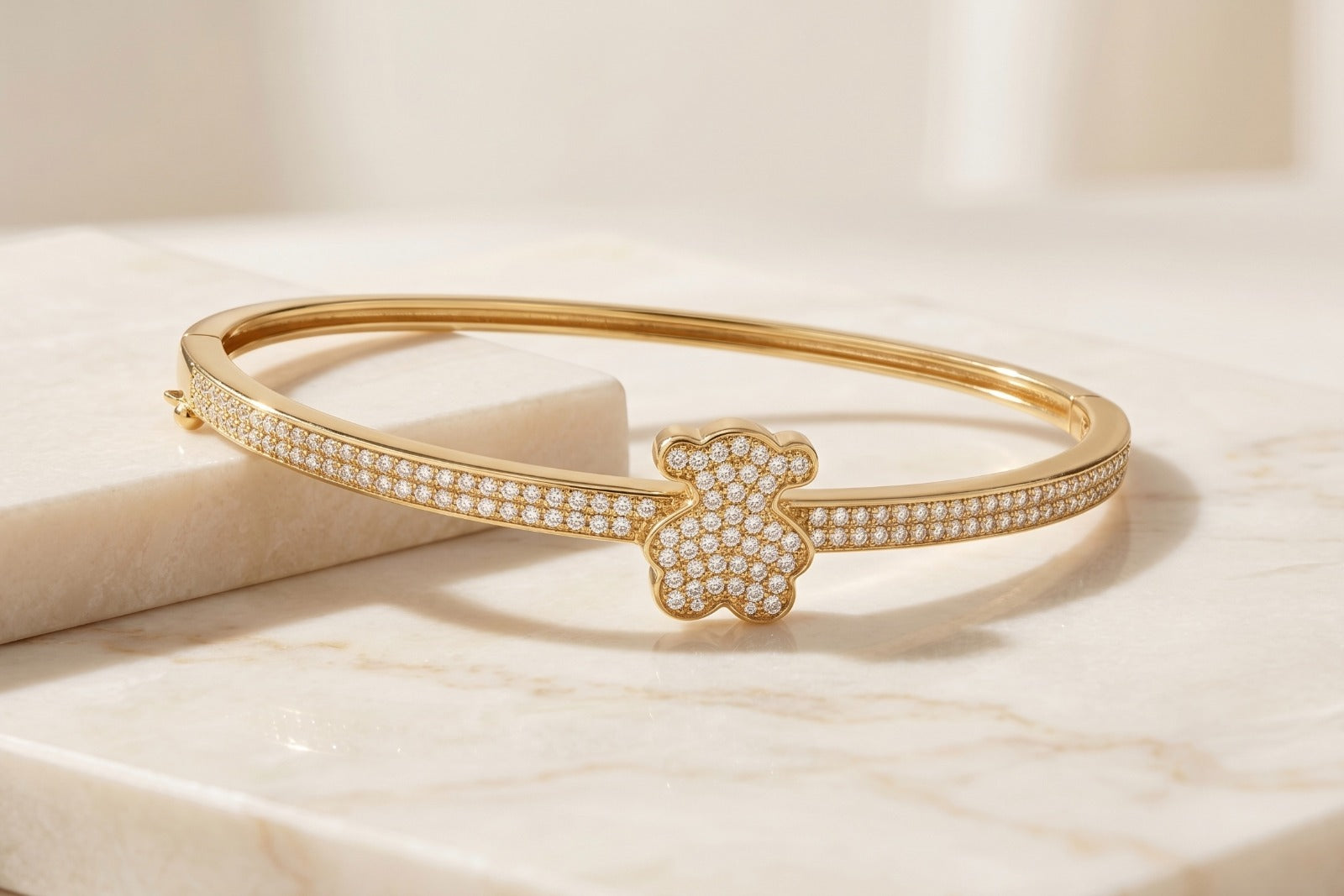 Pulsera Aro Oso Circonado (Estilo Tous)  Oro Laminado 18K