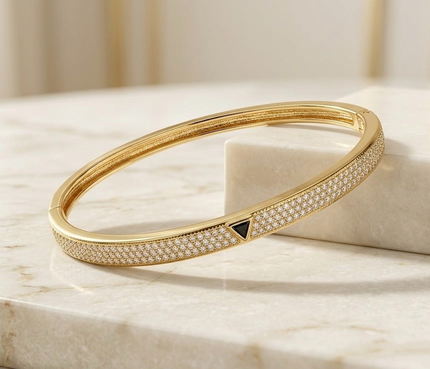Pulsera Aro Circonado Triángulo – Oro Laminado 18K