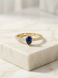 Anillo Gota Azul y Micro-Circones – Oro Laminado 18K