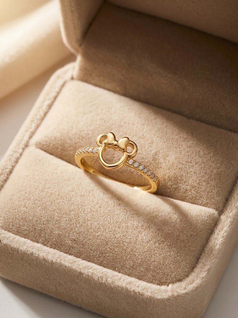 Anillo Minnie Mouse con Micro-Circones – Oro Laminado 18K